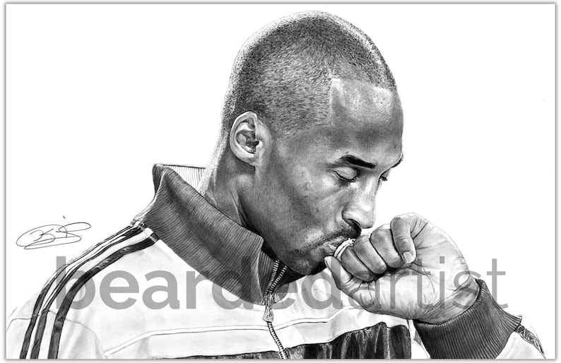 Kobe Bryant Fine Art Before the Storm Kobe Bryant Artwork 11x17 Pencil Drawing Print image 1