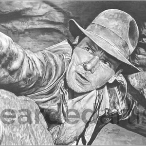 Indiana Jones and the Last Crusade Fine Art - "Let It Go" - Indiana Jones Art - 11x17 Pencil Drawing Print