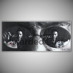 The Matrix Art – Morpheus Red and Blue Pill Graphite Drawing