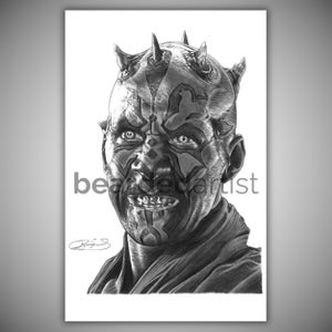Darth Maul Pencil Drawing: Star Wars Fine Art Print (11x17)