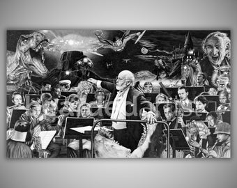 Johnny – John Williams Orchestra Pencil Drawing | Movie Music Wall Art | Cinematic Orchestra Decor