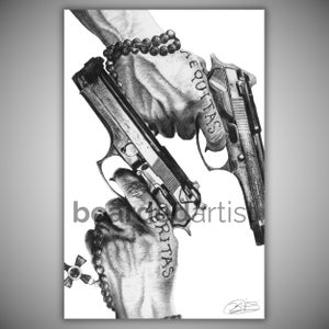 Aequitas & Veritas – The Boondock Saints Pencil Drawing | Cult Classic Wall Art | Movie Tattoo Art Print