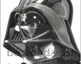 Darth Vader from Stars Wars Fine Art - "Best Dad Ever" - Star Wars Artwork - 11x17 Pencil Drawing Print