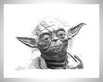 Yoda - "Yoda, He Is" - Star Wars Artwork - Pencil Drawing Print - 8.5x11" or 11x17"