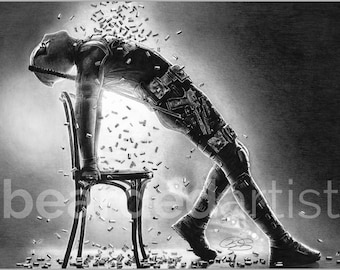 Deadpool Flashdance Fine Art - "Sexy Mofo" - Deadpool Movie Art - 11x17 Pencil Drawing Print