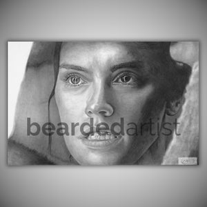Rey Skywalker Pencil Drawing - Star Wars Fine Art - &quot;The Force Awakens&quot; - Star Wars Artwork - 11x17 Pencil Drawing Print