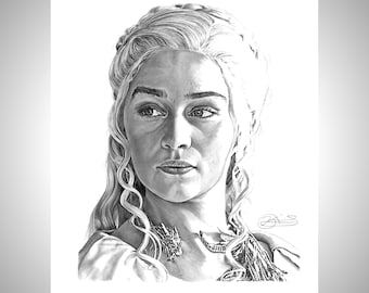 Daenerys Targaryen - "Mother of Dragons" - Game of Thrones Artwork - Pencil Drawing Print - 8.5x11" or 11x17"