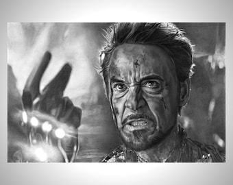 Iron Man - "Last Defiance" - Tony Stark Artwork - Avengers Art - Pencil Drawing Print - 8.5x11" or 11x17"