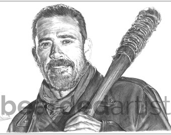 Negan from The Walking Dead Fine Art - "I Am Negan" - The Walking Dead Art - 11x17 Pencil Drawing Print