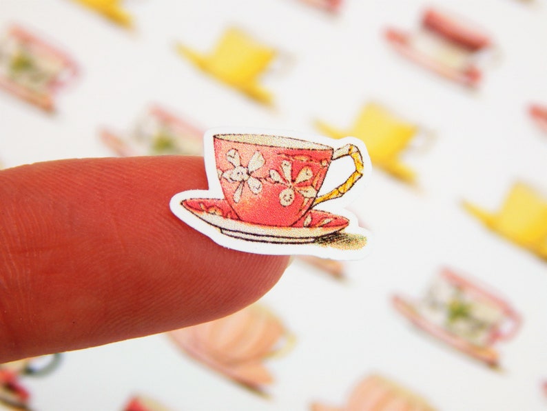 40 Tiny Tea Cup Stickers Vintage China Cups Stickers Etsy