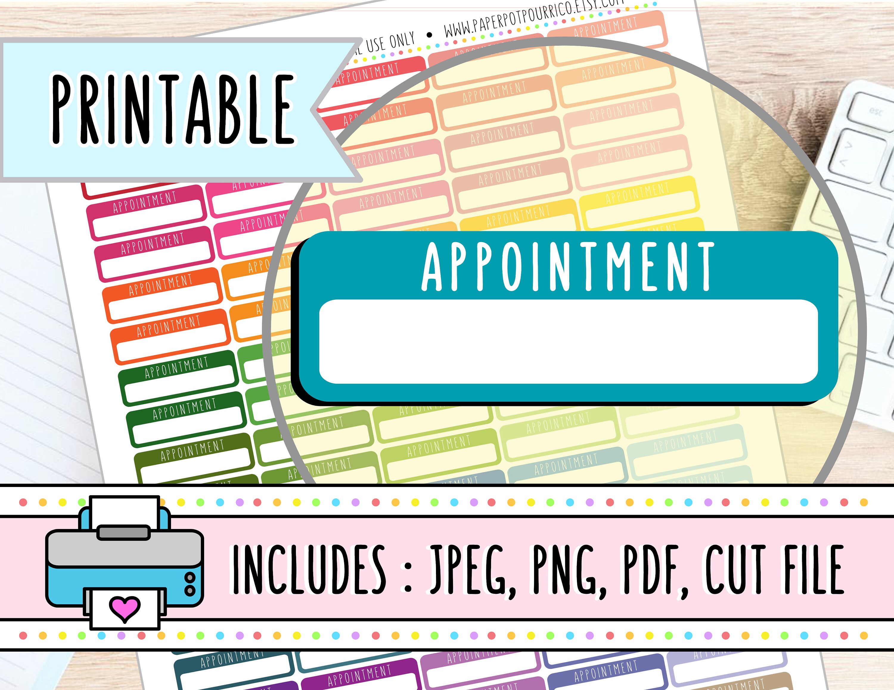 Appointment Planner Stickers, Printable Erin Condren Sized Quarter ...