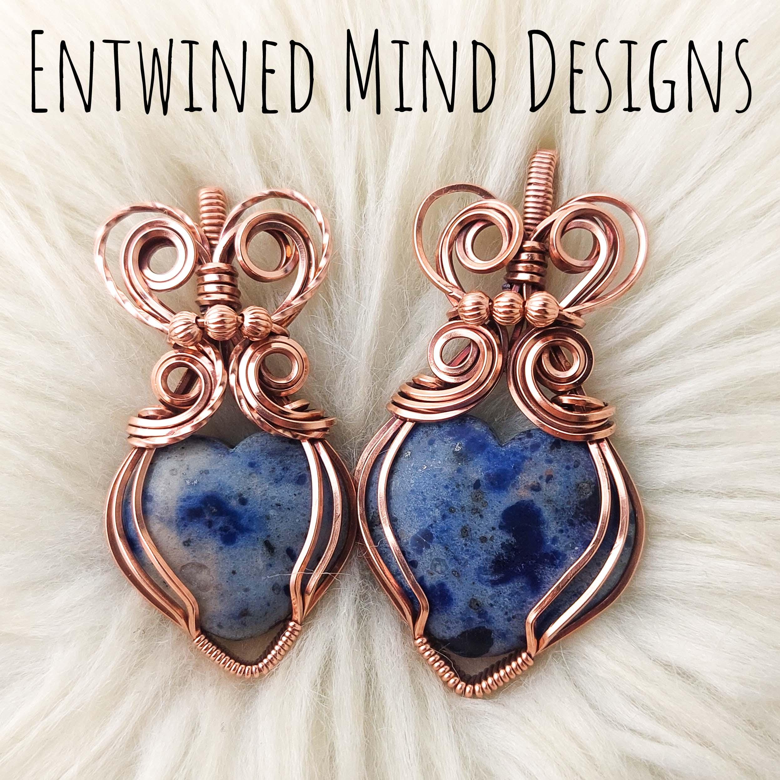 Wire Wrapped Mother Daughter BFF Copper Heart Pendant Set