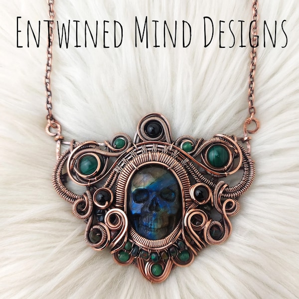 Treasure Skull" Wire Wrapped Collar Necklace