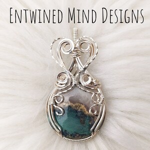 Purple Moss Agate Wire Wrapped Sterling Silver Pendant