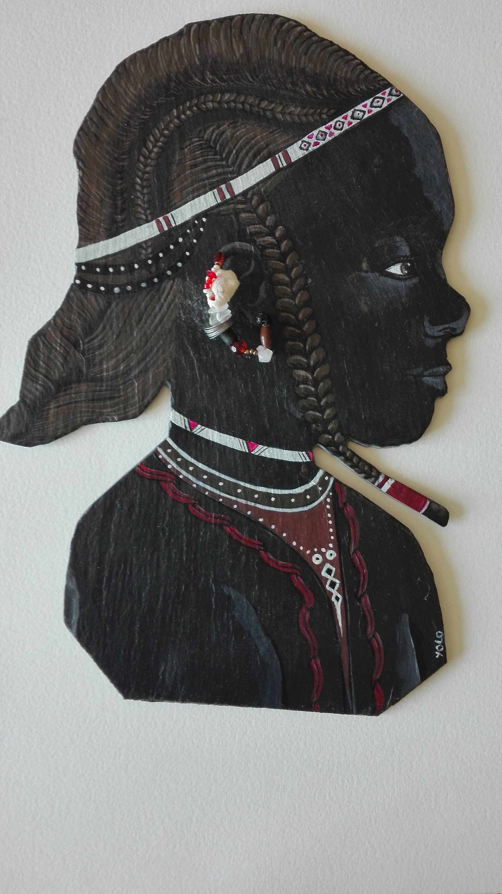 Portrait Décoratif de Profil en Ardoise , Femi