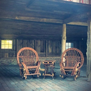 Rustic Handmade chair set ** Twig Willow Rocking Chair Set 2 rocking chairs and end table**