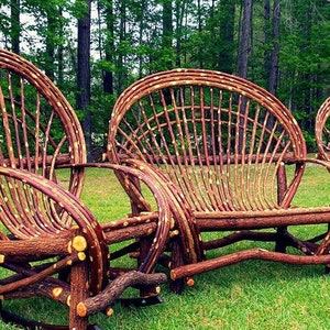 Fan back style Three Piece Twig willow furniture set ** loveseat and 2 willow chairs