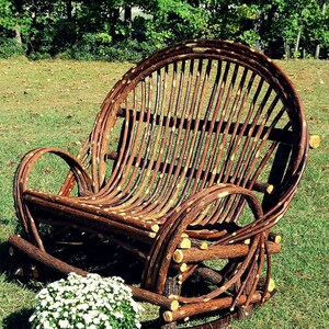 Handcrafted Bench. Twig Willow Rocking Bench ** Willow Double Rocker **