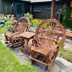 Rustic Willow Rocking Chair Set: Handmade Patio Furniture
