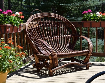 Rustic settee .. handmade willow wood loveseat .. Bentwood settee ** free shipping Twig willow Fan back design