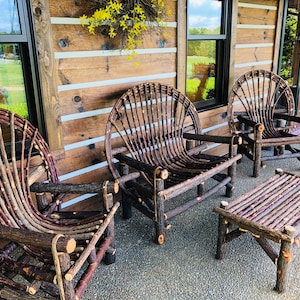 Rustic Willow Furniture Set: Loveseat, Chairs, Coffee Table