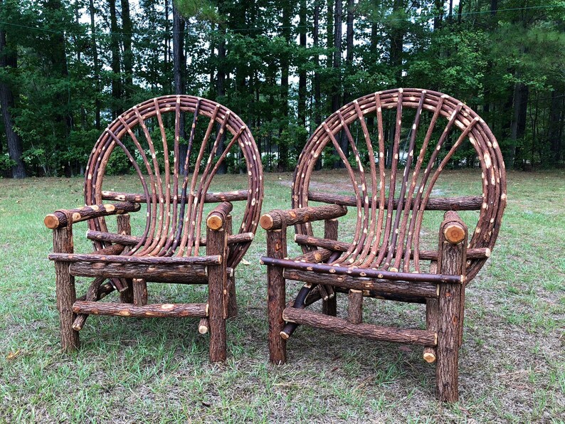 Two Handmade Twig Chairs . Rustic Bentwood Willow Twig Chairs Etsy