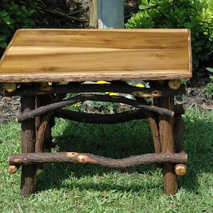 Handmade Rustic Table .. Willow Frame and Hardwood Top.