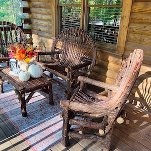 Rustic Twig Willow Furniture Set • Rústico Style Four piece set • includes loveseat , 2 chairs and 1 coffee table