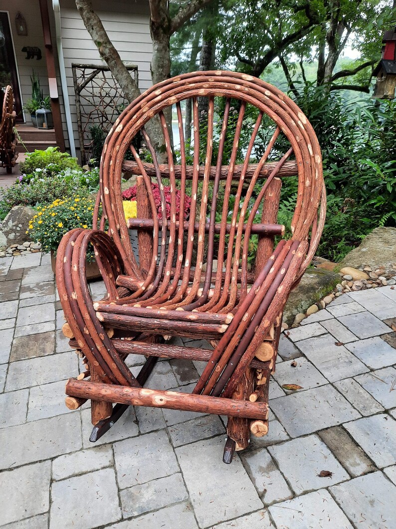 One Handmade Classic Style Twig Willow Rocking Chair Etsy