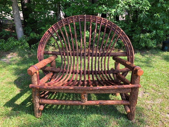 Bentwood Willow Bench rustic twig bench | Etsy