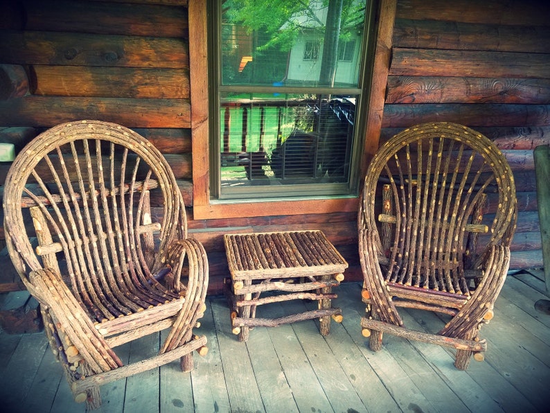 3 Piece Bent Willow Twig Furniture Set 2 Chairs With Side Etsy