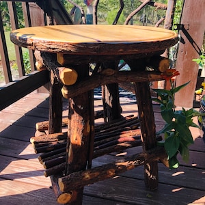 Rustic table . Round top twig bentwood willow table .