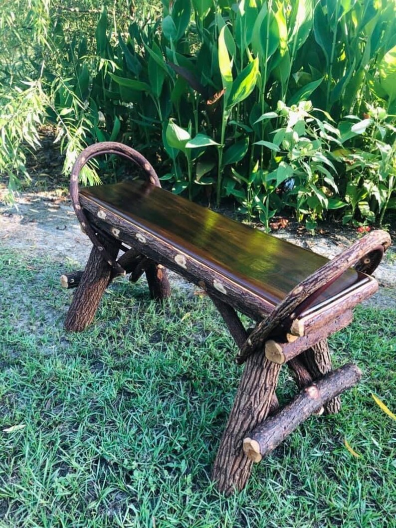 Rustic Bench With Willow Base and Wood Poplar Seat Etsy