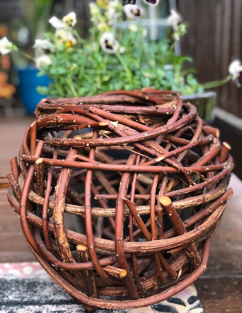 Handmade Twig willow basket Round willow basket Etsy