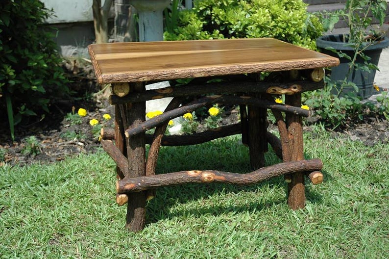 Handmade Rustic Table .. Willow Frame and Hardwood Top. - Etsy
