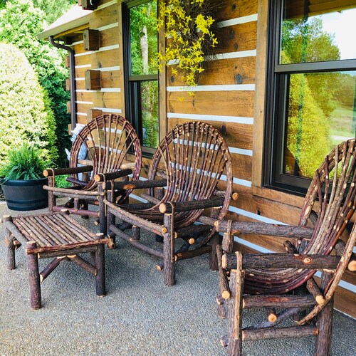 Three Piece Twig Willow Furniture Set Loveseat and 2 Willow Etsy