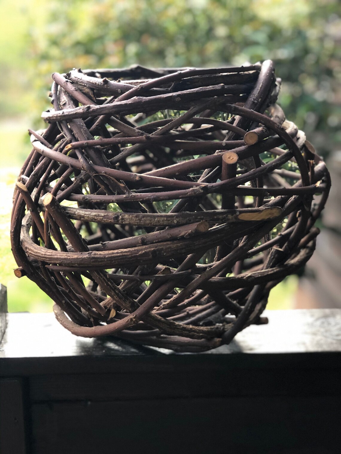 Handmade Twig willow basket Round willow basket Etsy