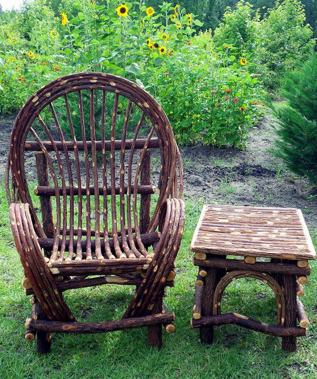 Classic Style Willow Chair With Side Table Etsy Finland