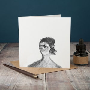 Illustration mit glitzerndem Entchen von einer Bleistiftillustration auf weißem Hintergrund