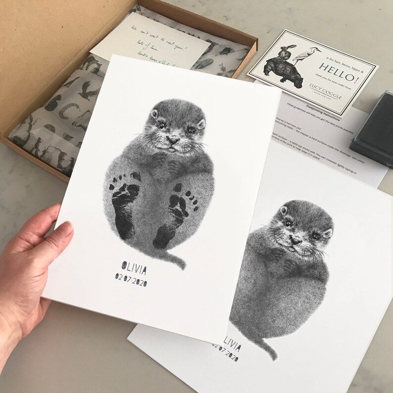 Personalised Baby Otter Footprint Kit image 3