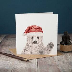 Weihnachten Piepering Eisbär Weihnachtskarte, Festliche süße Eisbär Weihnachtskarte, Original Eisbär Zeichnung, Blanko Weihnachtskarte, Feiertagskarte