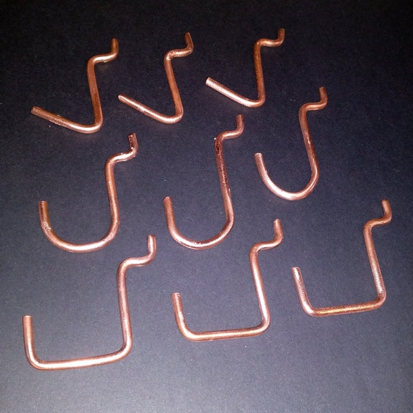 Solid Copper Pegboard Hooks - set of 5