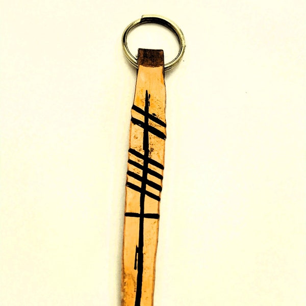 Handmade Copper keychain/pendant with Ogham inscription - 7th Wedding anniversary gift