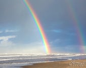 Beach Rainbow Photo quot Double Rainbow Shores quot Inspirational Beach Wall Art - Beach Home Decor - Beach Decor - Inspiration - Oregon Coast