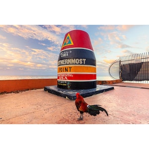 Key West Print, Southernmost Sunrise, Florida Keys Print, Key West Rooster Photo, Florida Keys Wall Art, Key West Florida Home Decor