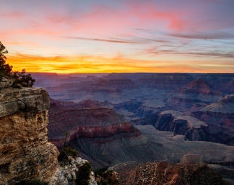 Grand Canyon Photo, Yavapai Sunset Skies, Grand Canyon Sunset Photography, Grand Canyon Wall Art, Arizona Print, American Southwest Decor