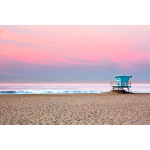 Huntington Beach Print, Lifeguard Stand #14, California Beach Photography, Minimalist Beach Wall Art, Lifeguard Stand Photo image 1