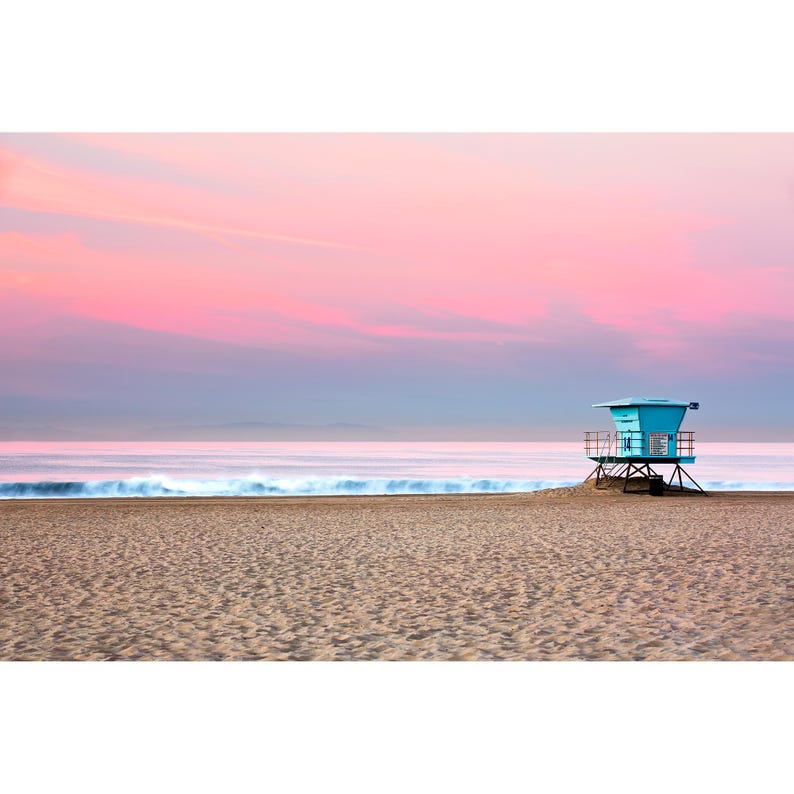 Huntington Beach Print, Lifeguard Stand #14, California Beach Photography, Minimalist Beach Wall Art, Lifeguard Stand Photo image 1