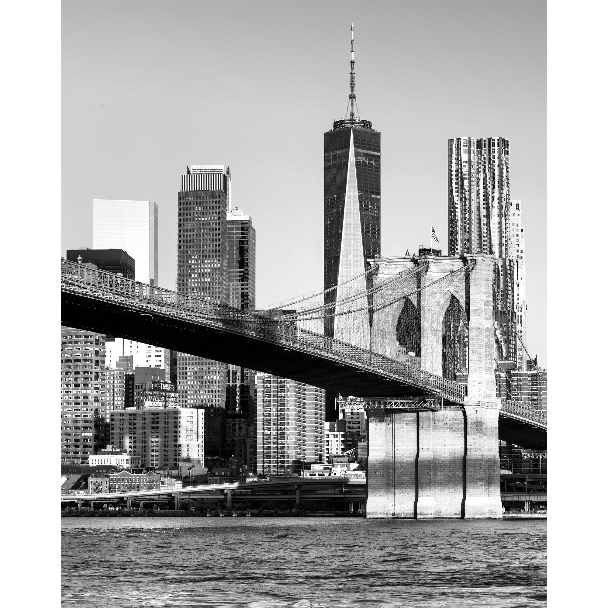 B&W Vertical New York Print, Black and White One World Trade