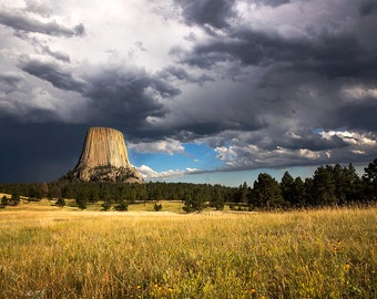 Devils Tower Photo Print | Devils Tower Clearing Storm | Wyoming Photography, Devils Tower National Monument Wall Art, Hulett Wyoming Art